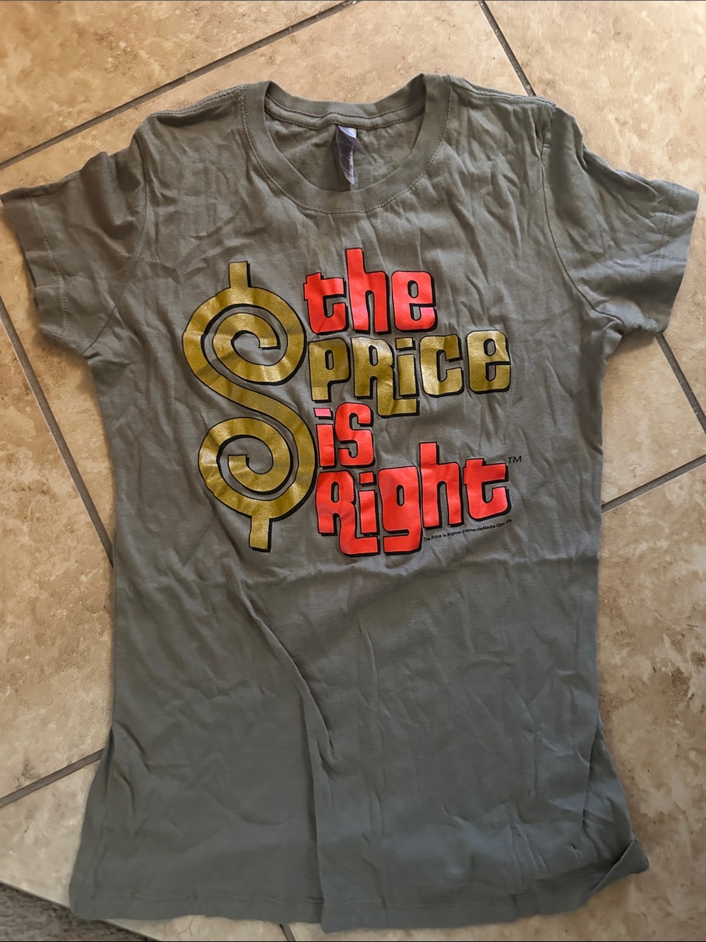 Vintage TShirt. Next Level Apparel Olive Green 'The Price Is Right' Graphic Tee